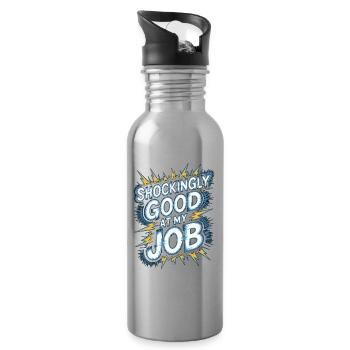 Cardiac Tech Shockingly Good At My Job Echo Tech - Trinkflasche mit integriertem Trinkhalm - Lightsilver - Rechts