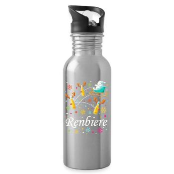 Christmas Beer Sleigh Magic - Water bottle with straw - silver - Right