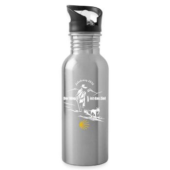 Buen Camino 2026 | Le Camino de Santiago Le voyage est le but - Gourde avec paille intégrée - argent clair - Droite