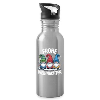 Merry Christmas Gnome Trio - Water bottle with straw - silver - Right