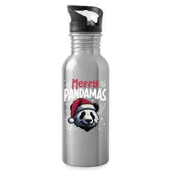Motif de Noël drôle de panda joyeux Pandamas - Gourde avec paille intégrée - argent clair - Droite