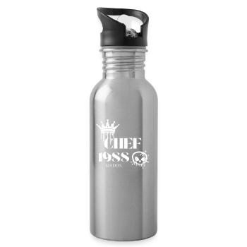 Chef Edition 1988 37th Birthday Funny - Water bottle with straw - silver - Right