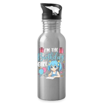 I'm The Birthday Girl - Trinkflasche mit integriertem Trinkhalm - Lightsilver - Rechts