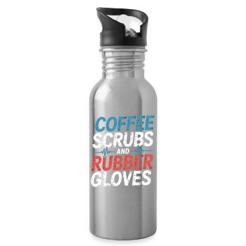 Coffee scrub and rubber gloves - Water bottle with straw - silver - Right
