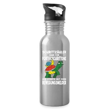 Joggen Geschenk Jogger Laufsport Sport Fitness - Trinkflasche mit integriertem Trinkhalm - Lightsilver - Rechts