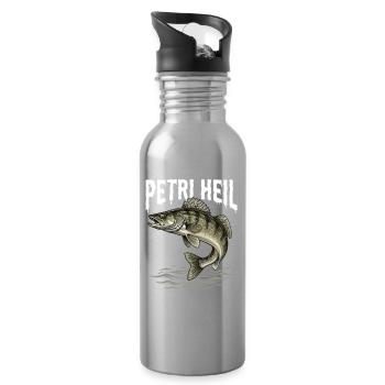 Petri Heil – Zanderjäger - Gourde avec paille intégrée - argent clair - Droite