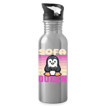 Gamer queen - Water bottle with straw - silver - Right