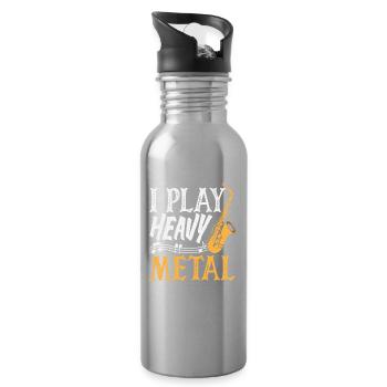 I Play Heavy Metal Saxophone Saxophonist - Water bottle with straw - silver - Right