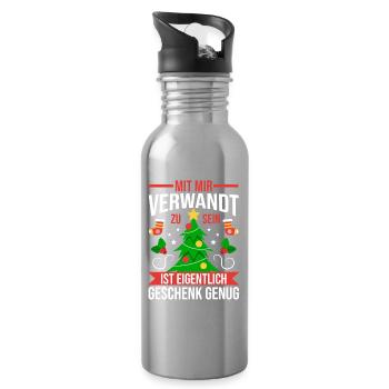 Noël du Père Noël - Gourde avec paille intégrée - argent clair - Droite