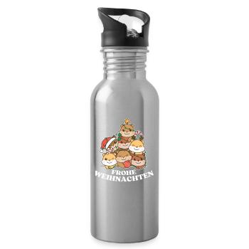 Merry Christmas Hamster Christmas Eve Hamster - Water bottle with straw - silver - Right