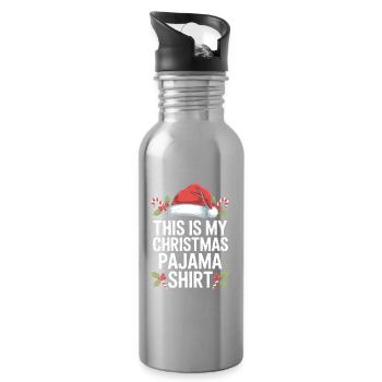 Das ist mein Weihnachts-Pyjamashirt - Trinkflasche mit integriertem Trinkhalm - Lightsilver - Rechts