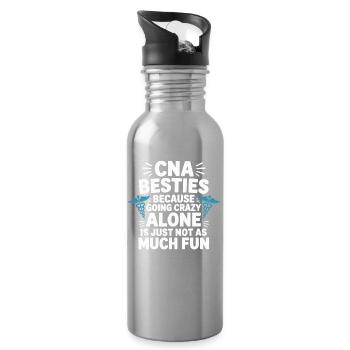 CNA Besties Foster Friendship Saying - Water bottle with straw - silver - Right