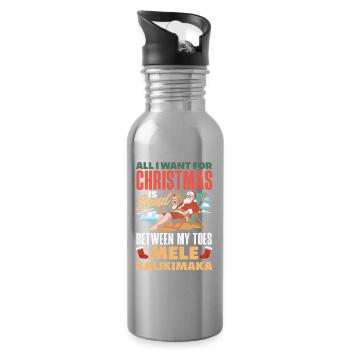 Mele Kalikimaka Hawaiianische Weihnacht - Trinkflasche mit integriertem Trinkhalm - Lightsilver - Rechts