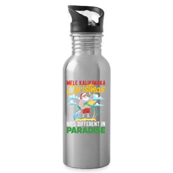 Mele Kalikimaka Hawaiianische Weihnacht - Trinkflasche mit integriertem Trinkhalm - Lightsilver - Rechts
