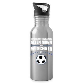 Old Man - Munich Football Fan | Retro Vintage - Water bottle with straw - silver - Right