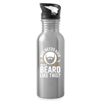 Who Needs Hair With A Beard Like This Bart Glatze - Water bottle with straw - silver - Right