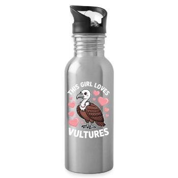 Geier Spruch Vogel Lustiges Geier Geschenk - Trinkflasche mit integriertem Trinkhalm - Lightsilver - Rechts