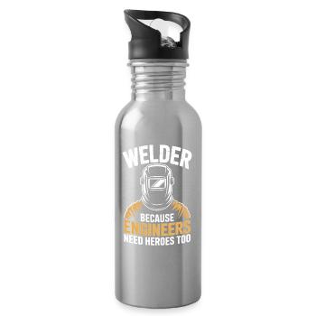 Schweißer Spruch Beruf Lustiges Schweißer Geschenk - Trinkflasche mit integriertem Trinkhalm - Lightsilver - Rechts