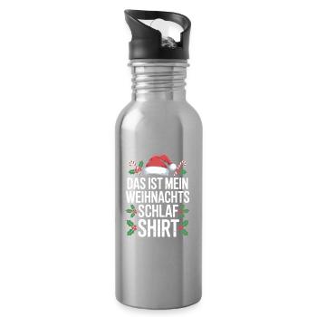 Weihnachts Schlaf Shirt Spruch - Trinkflasche mit integriertem Trinkhalm - Lightsilver - Rechts