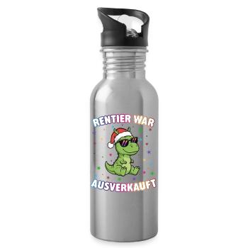 Weihnachtsdino mit Sonnenbrille - Trinkflasche mit integriertem Trinkhalm - Lightsilver - Rechts