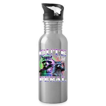 Funny Raccoon - Trinkflasche mit integriertem Trinkhalm - Lightsilver - Rechts