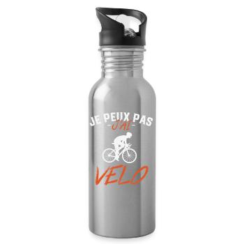 Ich kann nicht, ich fahre Fahrrad - Trinkflasche mit integriertem Trinkhalm - Lightsilver - Rechts