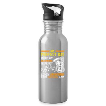 Perfect Day Saxophon Saxophonist Musiker - Trinkflasche mit integriertem Trinkhalm - Lightsilver - Rechts