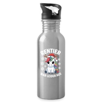 Unicorn reindeer was unfortunately from ugly christmas - Water bottle with straw - silver - Right