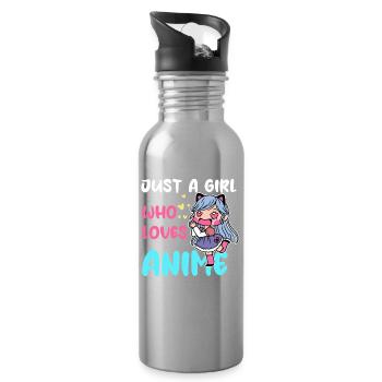 Girl Loves Anime Chibi - Water bottle with straw - silver - Right