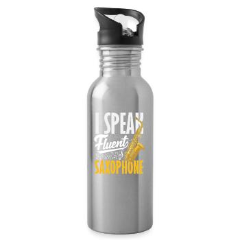 I speak fluently Saxophone Saxophonist - Water bottle with straw - silver - Right
