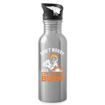 Schweißer Spruch Beruf Lustiges Schweißer Geschenk - Trinkflasche mit integriertem Trinkhalm - Lightsilver - Rechts