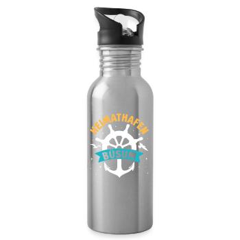 Segler HEIMATHAFEN BÜSUM Lustiges Nordsee - Trinkflasche mit integriertem Trinkhalm - Lightsilver - Rechts