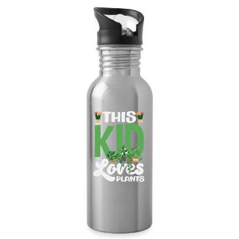 Cadeaux pour les jardins et les amoureux des plantes - Gourde avec paille intégrée - argent clair - Droite