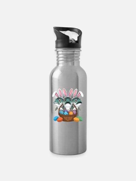  Lustige Oster Fische Mit Hasenohren Und Bunter - Trinkflasche mit integriertem Trinkhalm - Lightsilver