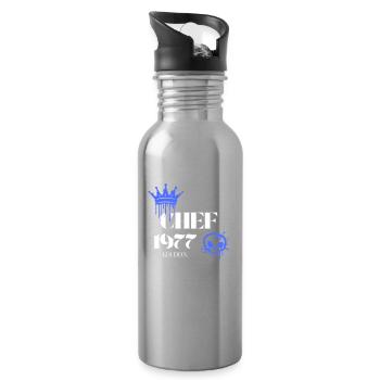 Chef Edition 1977 48 Geburtstag Spruch - Trinkflasche mit integriertem Trinkhalm - Lightsilver - Rechts