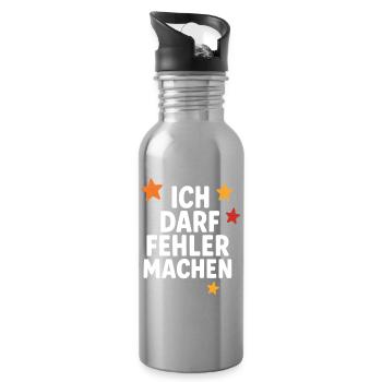 I am allowed to make mistakes, courage to learn - Water bottle with straw - silver - Right