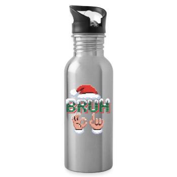 Santa 67 Bruh Weihnachtsmeme - Trinkflasche mit integriertem Trinkhalm - Lightsilver - Rechts