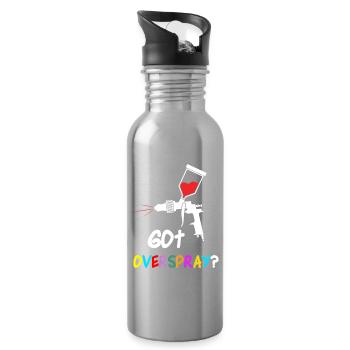 Overspray Colorful Artist Painter Art - Water bottle with straw - silver - Right