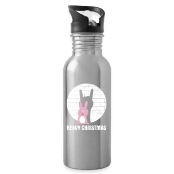Noël intense | Drôle de lapin métallique - Gourde avec paille intégrée - argent clair - Droite