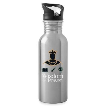 Krone der Weisheit-Emblem - Trinkflasche mit integriertem Trinkhalm - Lightsilver - Rechts