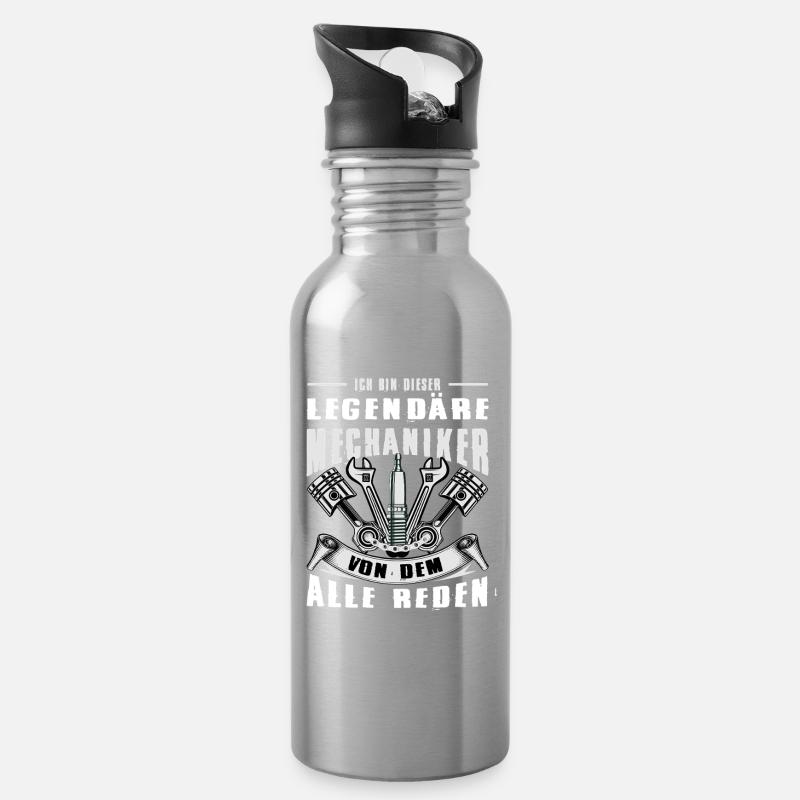 Mechaniker Geschenk KFZ-Mechaniker KFZler Sprüche - Trinkflasche mit integriertem Trinkhalm - Lightsilver