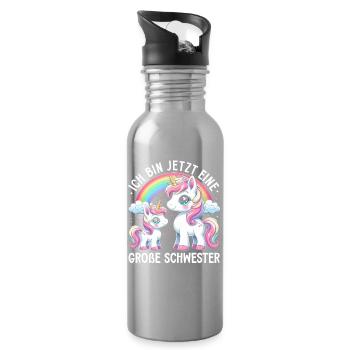 Große Schwester Einhornliebhaber Ältere Baby - Trinkflasche mit integriertem Trinkhalm - Lightsilver - Rechts