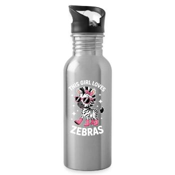 Zebra Spruch Lustiges Zebra Geschenk - Trinkflasche mit integriertem Trinkhalm - Lightsilver - Rechts