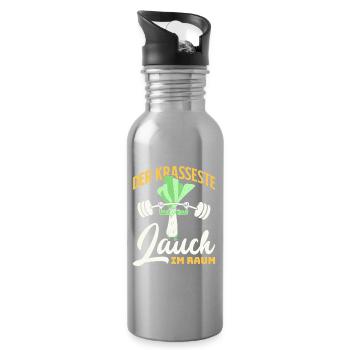 Gewichtheber DER KRASSESTE LAUCH IM GYM Lustig - Trinkflasche mit integriertem Trinkhalm - Lightsilver - Rechts