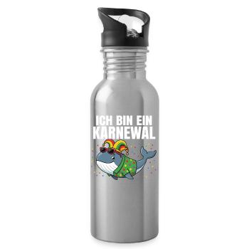 I AM A KARNEWAL – Witty play on words - Water bottle with straw - silver - Right