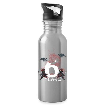 Six Years Dragon Ninja Anniversary - Water bottle with straw - silver - Right