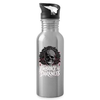 Embrace the Darkness Skull Roses - Water bottle with straw - silver - Right