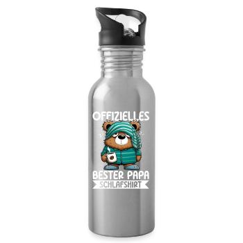 Offizielles Bester Papa Schlafshirt Bär - Trinkflasche mit integriertem Trinkhalm - Lightsilver - Rechts