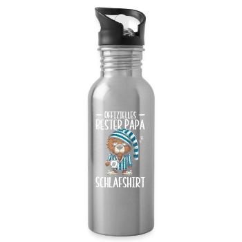 Offizielles Bester Papa Schlafshirt Bär - Trinkflasche mit integriertem Trinkhalm - Lightsilver - Rechts
