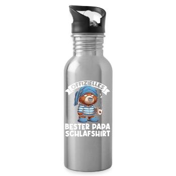 Offizielles Bester Papa Schlafshirt Bär - Trinkflasche mit integriertem Trinkhalm - Lightsilver - Rechts